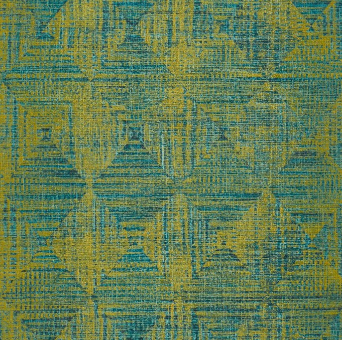 Patterned Wall Covering 10m x 0.53m Yellow with Blue, Paper Model | Abyat Company