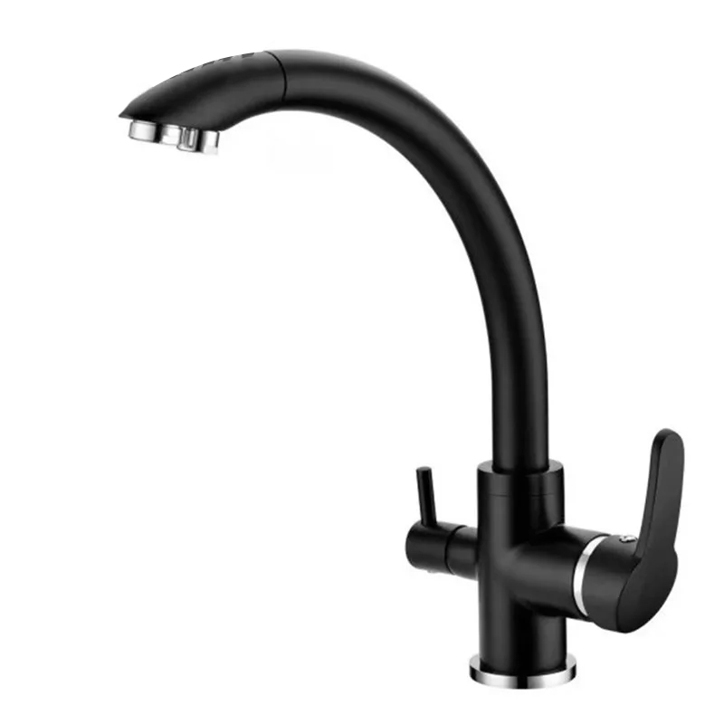 Chinese Three Lines Sink Tap with Water Line, Black Color, 360° Mixer | ALHashim Sanitary Tools