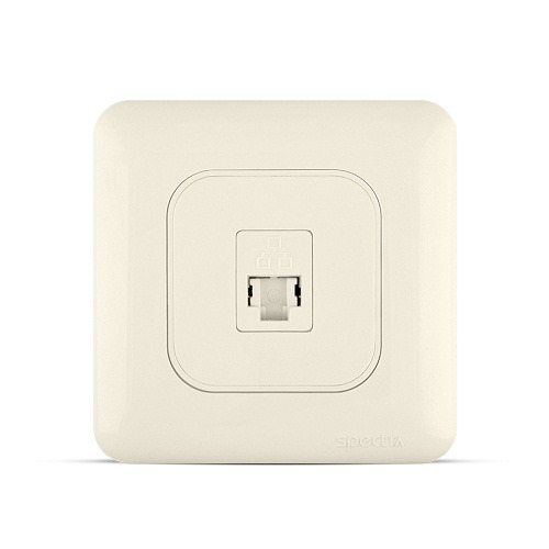 Computer Socket RJ45 Cat 6 with Shutter, 1 Gang, 7x7 cm, Beige | Spectra