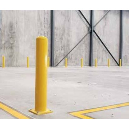 Vertical Galvanized Steel Parking Crash Bollard 3 Inch Diameter, 1 Meter Height, Yellow | Matkel Store