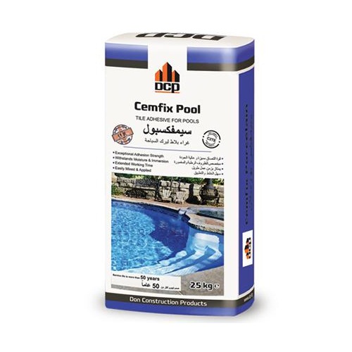 لاصق بلاط اسمنتي Cemfix Pool كيس 25 كجم لون ابيض | شركة دي سي بي للمواد الإنشائية (DCP)