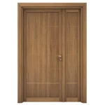 باب ثنائي خشبي فاخر، مقاس 160 × 235 سم، بنى فاتح سمك 6 سم، موديل GMO1