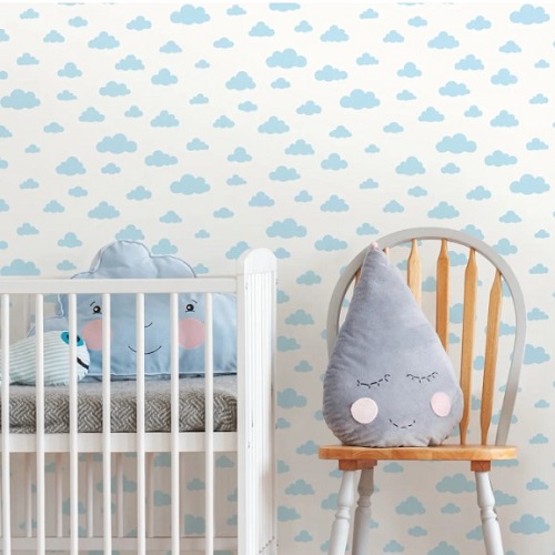 Wallpaper Kids Design 10.10m x 0.521m White Light Blue | Abyat Company Disney Marvel