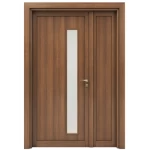 باب ونصف خشبي كلاسيكي، مقاس 160 × 235 سم، لون بنى سماكة 6 سم، موديل GDO5