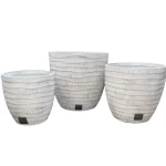 Fiberglass Planter, width 31 cm, height 30 cm, Beige color.