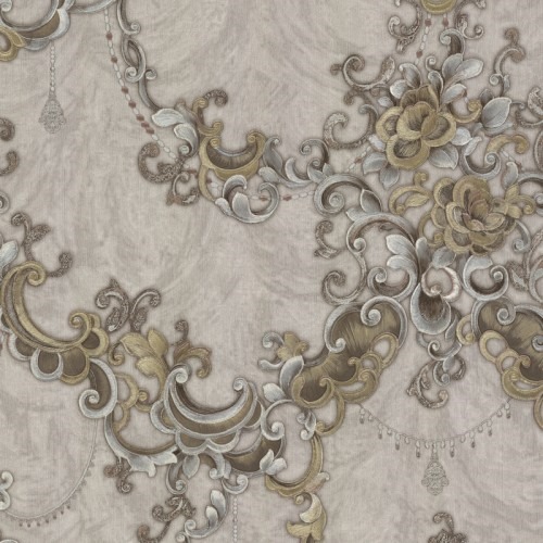 Italian Wall Covering 10m×1.06m Gray with Beige, Model 85028 | Balbaid Decor Company