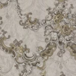  Italian Wall Covering Size 10m×1.06m, Gray with Beige Color, Model 85028