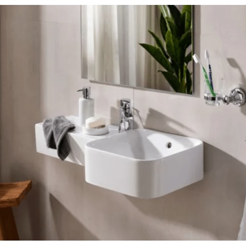 Wall Hung Porcelain Basin 77 cm, Petit Model, White Color | Abyat Company