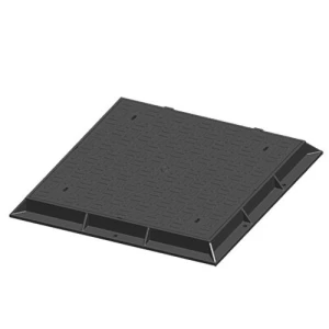 غطاء منهول حديد زهر 1000×1000 mm مربع، حمولة 40 طن، لون رمادي | سعودي كاست