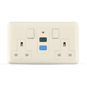 فيش RCD مزدوج بمفتاح ثنائي القطب 13 امبير، بيج، 7×14 سم | SPECTRA