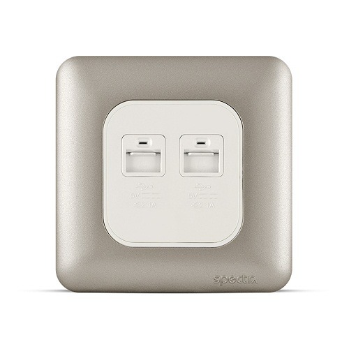 Double USB Socket 4.2A, Titanium Color, 7x7 cm | SPECTRA
