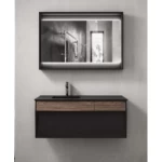 Marble Top Wash Basin Size 120 cm, Black Color with Wooden Cabinet