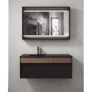 Marble Top Wash Basin 120 cm, Black with Wooden Cabinet | Al Muhaidib Sanitary and Ceramic