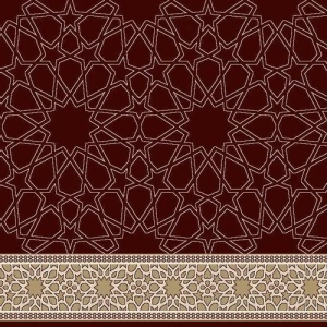 Decorated Mosque Carpet Wool Het Set, Islamic Pattern Red with Beige | YT-74633728