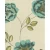 Wall decoration floral design, size 10 m x 0.53 m, beige and turquoise color, model 20481