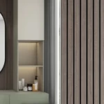 تغطية جدران خشبية رمادي غامق، عرض 20 سم، سماكة 120 ملم