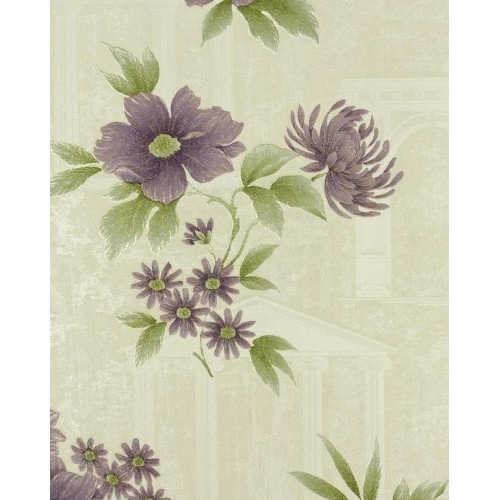 Floral Wall Decoration 10m x 0.53m Beige and Purple | Balbaid Decor Company