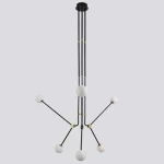 Ceiling Chandelier, Black Color, Size 105x175 cm, Cable Length 1750 mm, 6 Bulbs