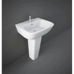 حوض مغسلة مع قاعدة كاملة ارتفاع 8 سم، مقاس 50×56 سم، لون ابيض | راك للخزف