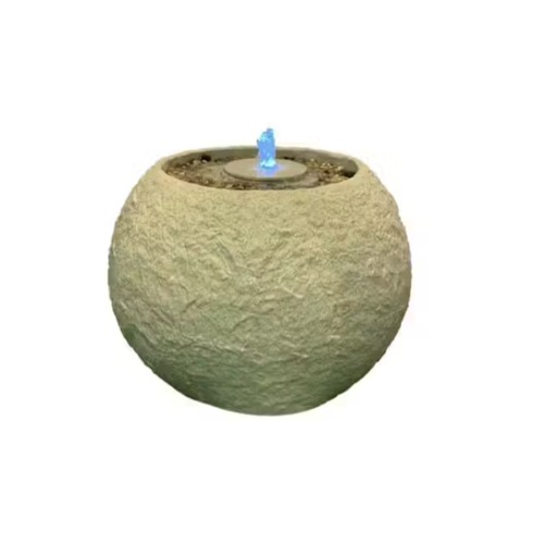 Illuminated Spherical Fiber Fountain 60x43 cm, Beige Color | Zahrat Al Rayyan Establishment