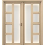 باب مزدوج مصنوع من البلاستيك WPC ، مقاس 220 × 235 سم، لون خشب فاتح، موديل WPC-GPR07