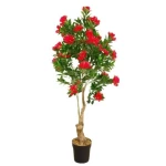 شجره صناعية مزهرة بملمس طبيعي، مقاس 185 سم، لون أخضر مع احمر 