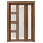 باب ونصف خشب بريميوم بنى، مقاس 160 × 235 سم، موديل GPR07