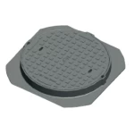 غطاء منهول  حديد ديكاتيل 600 ملي، دائري الشكل اطار مربع  12.5 طن    | مصنع سعودي كاست