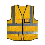 سترة أمان عاكسة، مزودة بثلاث جيوب وبطاقة تعريف،لون اصفر، عرض 2 إنش