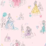 ورق حائط، لون وردي تصميم اطفال، مقاس 1.005سم×52.07سم