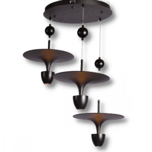 Modern Ceiling Pendant 3 Bulbs Diameter 50 cm Adjustable Height 90-150 cm Black | Matkel Store