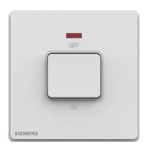 45A 1 Gang Double Pole Switch with Neon Indicator, 86x86mm, White, 250V | Siemens (Delta Arina)