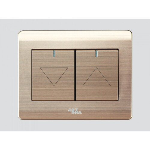 Double Curtain Switch 10 Amp 7x7 cm Gold Color | Art DNA