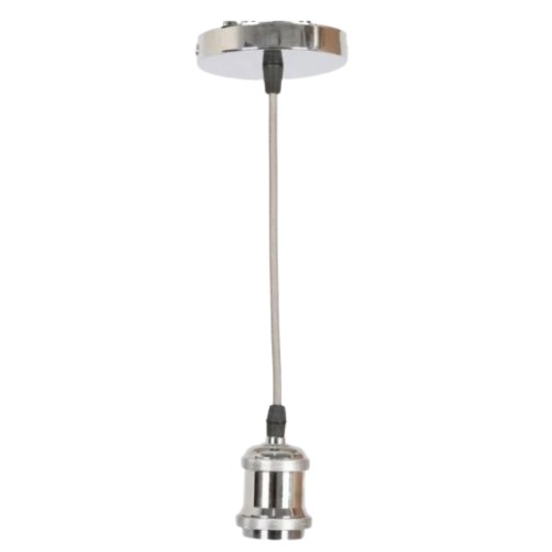 Silver Ceiling Pendant Classic Design, 100 cm Wire, 6x4 cm | Matkel Store