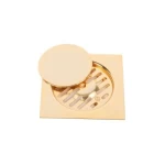 صفاية تصريف أرضية مربعة، مقاس 15× 15 سم، لون وردي ذهبي