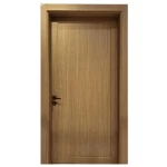 باب مفرد WPC خشبي، سمك 6 سم، لون بنى