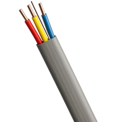 2.5mm² 3 Core and Earth Flat Electrical Cable, Solid Copper, 300/500V, Gray PVC 70°C, 100m | Saudi Cable Company