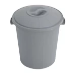 High-Density Polyethylene Plastic Waste Bin with Lid, Size 40×40×60 cm, 35L / 9.25 Gallon Capacity, Gray Color, Model KFW4K