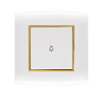 مفتاح كهرباء مفرد 10 امبير أمنية الفنار مقاس 7×7 سم اللون ابيض بحلقة ذهبى