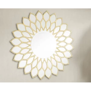 مرايا ديكور مقاس 113×113×9 سم، لون ذهبي، تصميم جزيرة | شركة ابيات