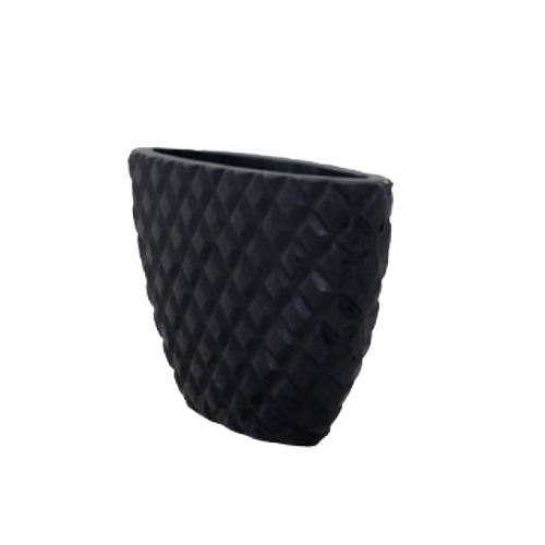 Oval Plant Pot Concrete Black, 86 cm Width, 40 cm Height, 27 cm Length | Verde