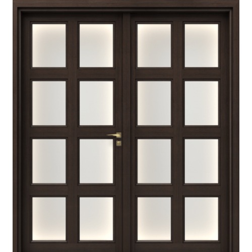 باب بريميوم خشبي مزدوج تصميم كلاسيكي 220 × 235 سم بني غامق GPR05 | 
