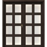 Premium Double Wooden Door with Classic Design, Size 220 × 235 cm, Dark Brown Color, Product Number GPR05