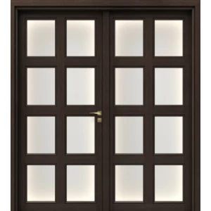 باب بريميوم خشبي مزدوج تصميم كلاسيكي 220 × 235 سم بني غامق GPR05 | 