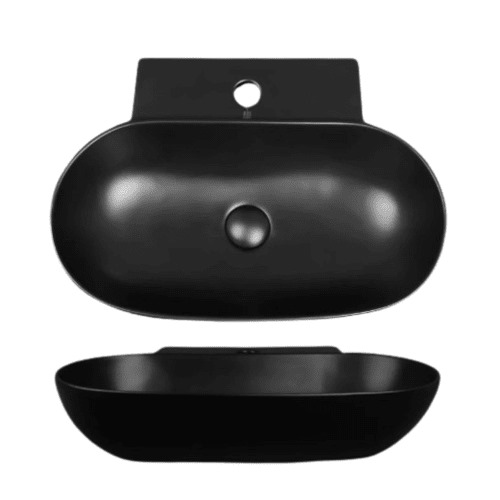 Counter Top Ceramic Wash Basin 12.5x39.5x56 cm, Matte Black | Hatch Company