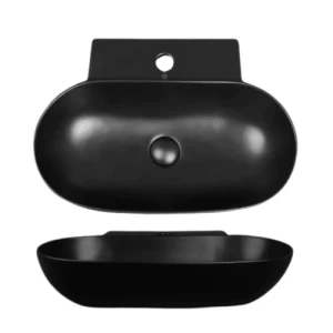 Counter Top Ceramic Wash Basin 12.5x39.5x56 cm, Matte Black | Hatch Company