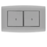 مفتاح جرس مزدوج 10 امبير أمنية الفنار مقاس 14×7 سم اللون رمادي بحلقة رمادى