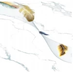 بديل الرخام للديكور صيني، مقاس طول 280× عرض 122 سم، مستطيل الشكل، ريزن ابيض عروق رمادي