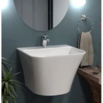 حوض حمام معلق مقاس 44×50.5×35.5 سم، لون أبيض | مصنع الخزف السعودي