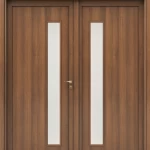 Classic Double Premium Wooden Door, Brown Color, Size 220 × 235 cm, Model GD05